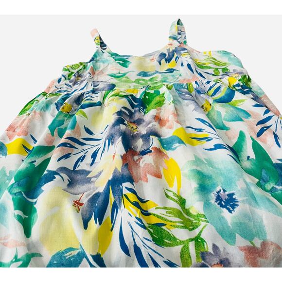 SHORELINE SHOULDER STRAP EMPIRE WAIST SUMMER DRESS, WOMENS-L-BLUE GRN YELL FLOR - Picture 4 of 10